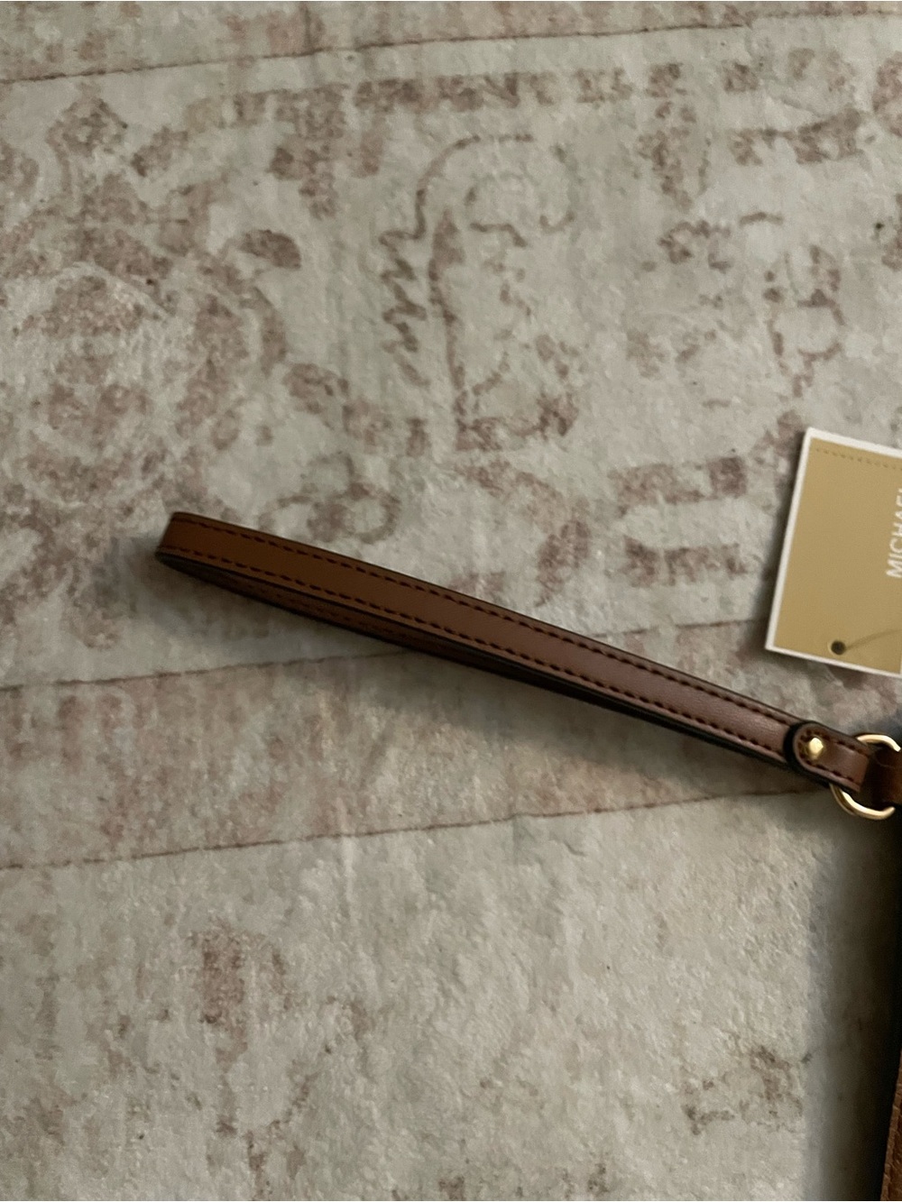 Michael Kors Cognac Leather Studded Wristlet with Gold Accents - Picture 6 of 6